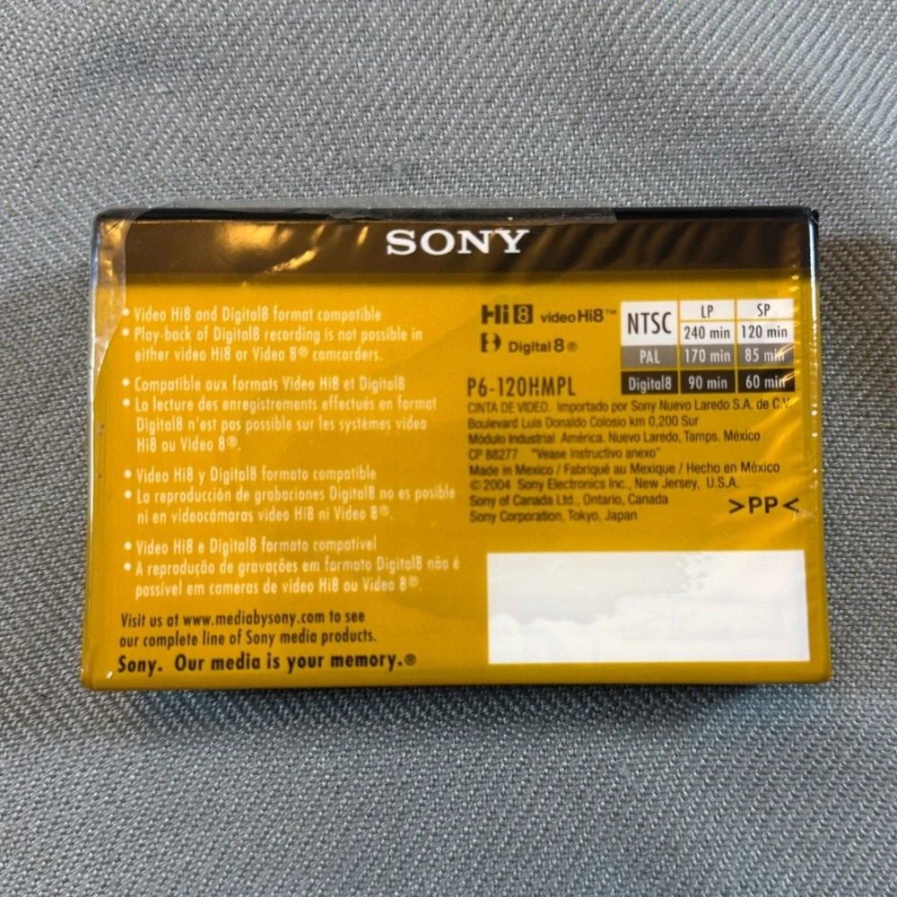 Sony Hi8 Digital8 Video Cassette Tape 120min HMP Metal Particle P6-120HMPL New